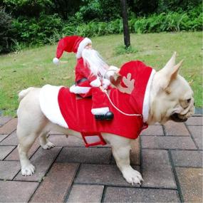 img 1 attached to NACOCO Dog Christmas Costume: Santa Claus Riding Reindeer Pet Clothes for Small to Large Dogs (Size S)