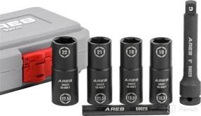 img 4 attached to 🔧 ARES 59025 - 6pc Half Size Lug Nut Flip Socket Set for Chrome Capped Lug Nuts (Removes Bloated/Damaged) - 1/2-Inch Drive, 18x18.5mm, 19x19.5mm, 21x21.5mm, 22x22.5mm Sockets, 5-Inch Extension, Knockout Bar