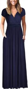 img 4 attached to OUGES Maxi Dress For Women With Long Sleeves, V-Neckline, And Flattering Wrap Waist Design