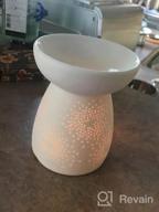 img 1 attached to Hand-Carved Ceramic Tealight Holder And Essential Oil Burner In White With Star Design - Perfect For Scented Wax Melts, Aromatherapy, And Candle Warmers review by April Williams