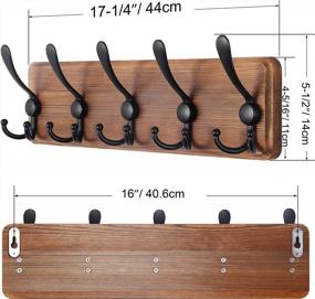 img 2 attached to SKOLOO Rustic Wall Mounted Coat Rack: 16'' Hole To Hole, Pine Real Wood Plank Wall Coat Rack With 5 Triple Hooks, Farmhouse Coat Hanger Wall Mount For Hanging Backpack Jacket Coat Hat