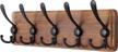 skoloo rustic wall mounted coat rack: 16'' hole to hole, pine real wood plank wall coat rack with 5 triple hooks, farmhouse coat hanger wall mount for hanging backpack jacket coat hat logo