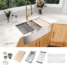 img 1 attached to Upgrade Your Kitchen: Kichae 30 Inch Farmhouse Sink With Workstation, Accessories And Modern Style