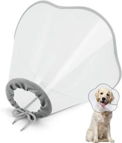 img 4 attached to 🐶 Supet Dog Cone: Adjustable Pet Recovery Collar for Dogs - Large & Small Sizes, Plastic Surgery Cone for Wound Healing, Anti-Bite & Lick Protection