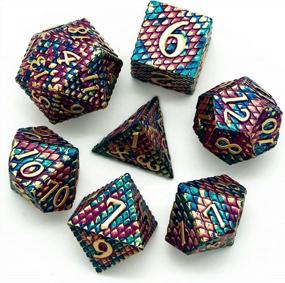 img 3 attached to Dragon Scale Metal Dice Set - Blue Purple With Golden Numbers - Ideal For Dungeons And Dragons, Role Playing Games - Polyhedral DND Dice Set