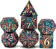 dragon scale metal dice set - blue purple with golden numbers - ideal for dungeons and dragons, role playing games - polyhedral dnd dice set логотип