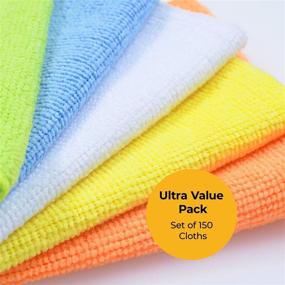 img 3 attached to 🧺 Top-rated Microfiber Cleaning Cloths: 150 Pack of Lint-Free, Scratch-Free Towels – Multicolor, Waterless Cleaning