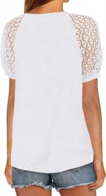 img 3 attached to Loose Casual Lace V-Neck T-Shirt With Short Sleeves For Women By MIHOLL