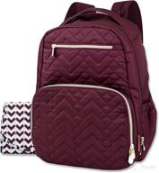 fisher price diaper bag backpack signature collection: burgundy, with cell phone and tablet pockets and stroller clips logo