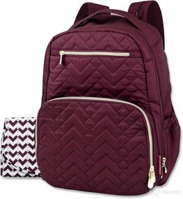 img 4 attached to Fisher Price Diaper Bag Backpack Signature Collection: Burgundy, with Cell Phone and Tablet Pockets and Stroller Clips