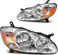 🔦 dwvo headlights assembly for 03-08 corolla, 2003-2008 headlamp replacement pair, chrome housing - driver and passenger side compatibility логотип