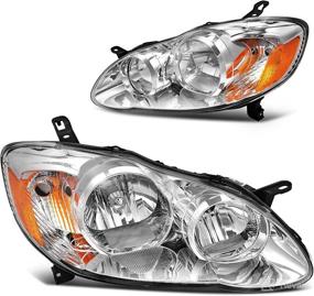 img 4 attached to 🔦 DWVO Headlights Assembly for 03-08 Corolla, 2003-2008 Headlamp Replacement Pair, Chrome Housing - Driver and Passenger Side Compatibility