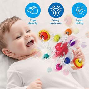 img 2 attached to Multi Sensory Learning Teething Toy for Babies 6-12-18 Months - Textured Planet Hand Catching Ball Hand Teether Baby Rattle Toy - Ideal Grasp and Chew Toy - Perfect Gift for Baby Girls and Boys