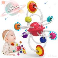 multi sensory learning teething toy for babies 6-12-18 months - textured planet hand catching ball hand teether baby rattle toy - ideal grasp and chew toy - perfect gift for baby girls and boys logo