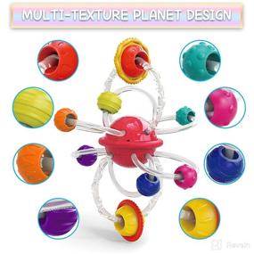 img 1 attached to Multi Sensory Learning Teething Toy for Babies 6-12-18 Months - Textured Planet Hand Catching Ball Hand Teether Baby Rattle Toy - Ideal Grasp and Chew Toy - Perfect Gift for Baby Girls and Boys