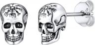 серьги-гвоздики в виде головы скелета из стерлингового серебра в готическом стиле для мужчин и женщин-ювелирные изделия для хэллоуина 925 пробы логотип