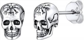 img 4 attached to Серьги-гвоздики в виде головы скелета из стерлингового серебра в готическом стиле для мужчин и женщин-ювелирные изделия для Хэллоуина 925 пробы