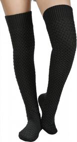 img 3 attached to SherryDC Women'S Cable Knit Thigh High Socks Over The Knee Leg Warmers Long Tube Boot Stockings