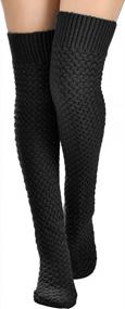 img 4 attached to SherryDC Women'S Cable Knit Thigh High Socks Over The Knee Leg Warmers Long Tube Boot Stockings
