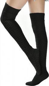 img 1 attached to SherryDC Women'S Cable Knit Thigh High Socks Over The Knee Leg Warmers Long Tube Boot Stockings