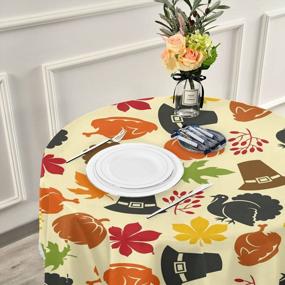 img 2 attached to Add Festive Charm To Your Table With XUWU'S Thanksgiving Turkey Pumpkin Round Tablecloth - Perfect For All Your Dining Needs!