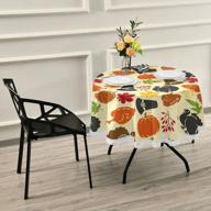 add festive charm to your table with xuwu's thanksgiving turkey pumpkin round tablecloth - perfect for all your dining needs! logo