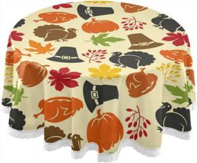 img 3 attached to Add Festive Charm To Your Table With XUWU'S Thanksgiving Turkey Pumpkin Round Tablecloth - Perfect For All Your Dining Needs!