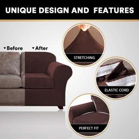 img 2 attached to Upgrade Your Armchair With Luxurious Brown Velvet Stretch Chair Covers - 2 Piece Slipcovers With Thick Soft Velour For Perfect Fit And Protection