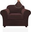 upgrade your armchair with luxurious brown velvet stretch chair covers - 2 piece slipcovers with thick soft velour for perfect fit and protection logo