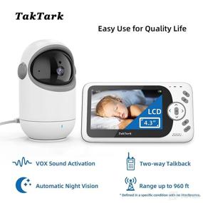 img 3 attached to 👶 TakTark BM801 Video Baby Monitor - 4.3" Screen, Pan Tilt, 2-Way Audio, Night Vision, Room Temperature, 8 Lullabies