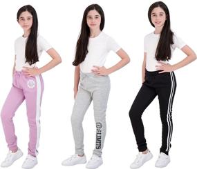 img 3 attached to Girls' Active Sweatpants: Star 👧 Ride Athletic Pink Rose Blue Clothing