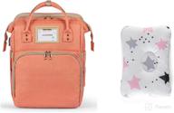 🧳 ultimate baby diaper bag backpack: built-in changing station, sunshade bassinet, usb port | waterproof, unisex travel diaper bag for moms and dads - boys or girls (orange) logo
