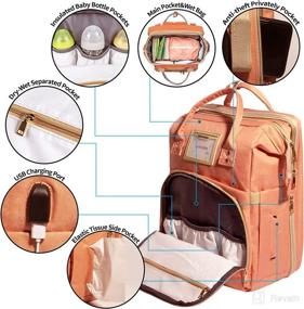 img 3 attached to 🧳 Ultimate Baby Diaper Bag Backpack: Built-in Changing Station, Sunshade Bassinet, USB Port | Waterproof, Unisex Travel Diaper Bag for Moms and Dads - Boys or Girls (Orange)