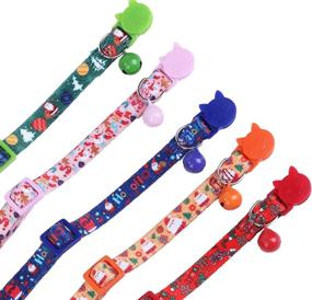 img 2 attached to 🎄 BoomBone Christmas Cat Collar Breakaway with Bell, Pack of 5 Safe Puppy Collars: Festive and Functional Pet Accessories