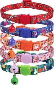 img 4 attached to 🎄 BoomBone Christmas Cat Collar Breakaway with Bell, Pack of 5 Safe Puppy Collars: Festive and Functional Pet Accessories