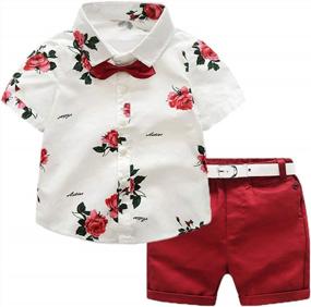 img 4 attached to Adorable Summer Outfits For Baby Boys: Short Sleeve Button Down Tops And Shorts Set By CIYCUIT