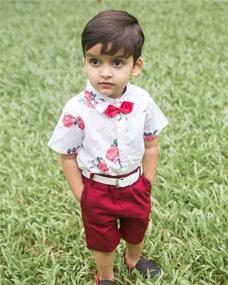 img 3 attached to Adorable Summer Outfits For Baby Boys: Short Sleeve Button Down Tops And Shorts Set By CIYCUIT
