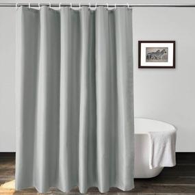 img 4 attached to Elegant UFRIDAY Grey Shower Curtain 72X78 Inches - 200G Thick Polyester Fabric With Metal Grommets For Home Or Hotel Bathroom
