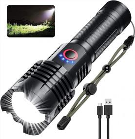 img 4 attached to 9000 Lumen Super Bright XHP90 LED Tactical Flashlight - Rechargeable, Zoomable, IPX5 Waterproof For Camping & Emergency Use.