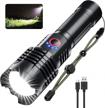 9000 lumen super bright xhp90 led tactical flashlight - rechargeable, zoomable, ipx5 waterproof for camping & emergency use. logo