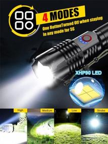img 2 attached to 9000 Lumen Super Bright XHP90 LED Tactical Flashlight - Rechargeable, Zoomable, IPX5 Waterproof For Camping & Emergency Use.