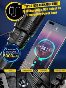 img 1 attached to 9000 Lumen Super Bright XHP90 LED Tactical Flashlight - Rechargeable, Zoomable, IPX5 Waterproof For Camping & Emergency Use.