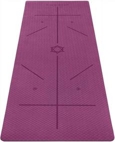 img 4 attached to Ewedoos Alignment Lines Yoga Mat - Non-Slip Textured TPE Mat, 1/4-Inch Thick High Density Padding For Comfortable Yoga, Pilates, And Fitness - Eco-Friendly And Sore-Knee Avoiding
