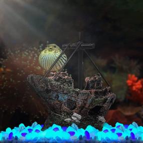 img 3 attached to Colorful Glow-In-The-Dark Sunken Pirate Ship Aquarium Decor With 100 Glow Stones - Perfect For Betta Fish, Reptile Habitats, And Fish Tanks