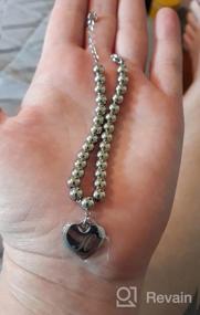 img 8 attached to Стильные браслеты с сердечком и инициалом: персонализированный браслет с алфавитом из 26 букв с 6-мм стальными бусинами - отличный подарок на день рождения для женщин.
