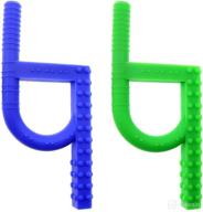 🧸 sensory chew toys for teething, adhd, autism, biting needs - silicone chewelry for boys and girls (2 pack blue green) logo