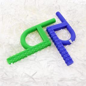 img 3 attached to 🧸 Sensory Chew Toys for Teething, ADHD, Autism, Biting Needs - Silicone Chewelry for Boys and Girls (2 Pack Blue Green)