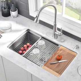 img 3 attached to VASOYO 32X19 Inch 16 Gauge 10" Deep Undermount Workstation Single Bowl Kitchen Sink With Cutting Board & Strainer - Stainless Steel
