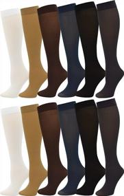 img 4 attached to Opaque Stretchy Nylon Knee High Women'S Trouser Socks In 6 Or 12 Colorful Pairs For Enhanced SEO