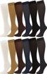 opaque stretchy nylon knee high women's trouser socks in 6 or 12 colorful pairs for enhanced seo logo